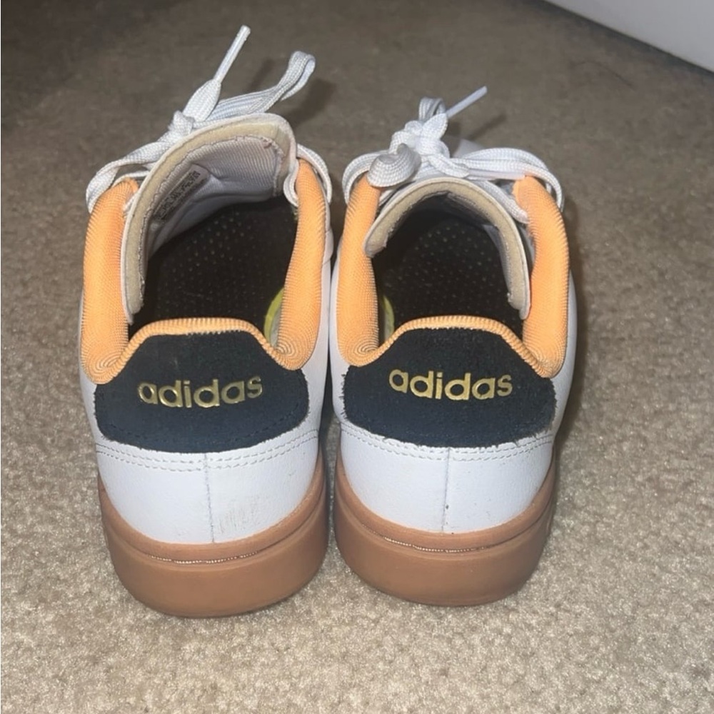 Adidas White and Black Sneakers with Brown Soles - Picture 2 of 4